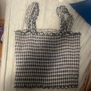 Pretty dark blue and white crop top